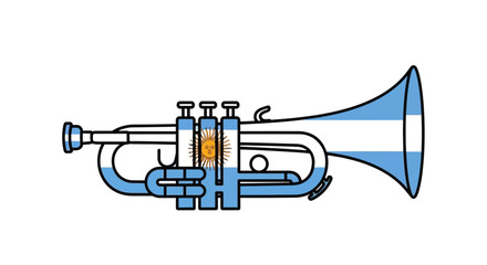 Obraz premium Trumpet with Argentinian Flag Design and Sun of May