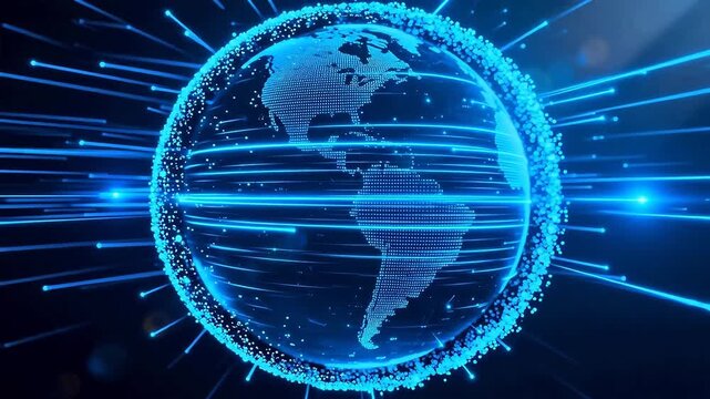 Digital globe with glowing lines