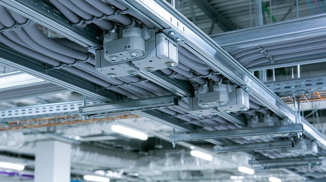 Enclosed busway system installation featuring modular components for safe reliable power distribution in commercial and industrial buildings.