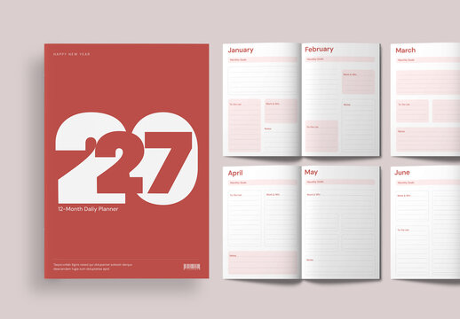 Minimal 2027 12-Month Calendar Planner Design Layout