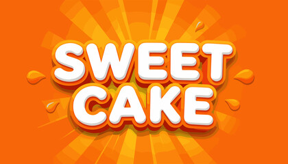 Obraz premium Sweet Cake Text Graphic with Orange Burst Background