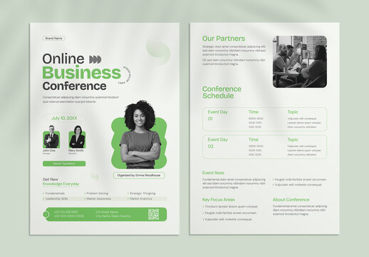 Corporate Business Conference Event Flyer Template for Online Seminar