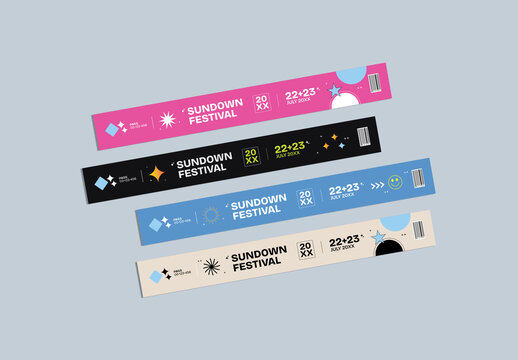 Music Festival Wristband Template Set