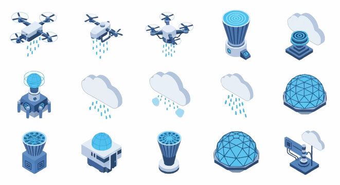 Collection of weather and climate icons.
