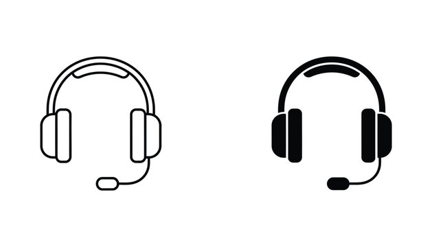 Professional headset with microphone vector icon set for customer support and communication services