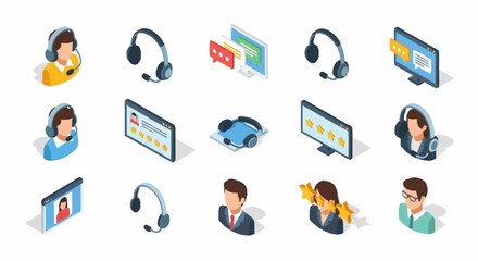 Fototapeta premium Customer service call center icons set.