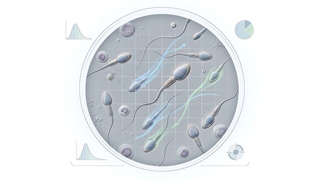 Male Fertility Sperm Cell Microscopic Analysis Illustration