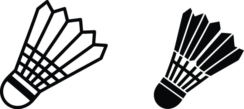Badminton Shuttlecock Vector Icon with Dual Tone Style for Sports Branding on Black and White Background