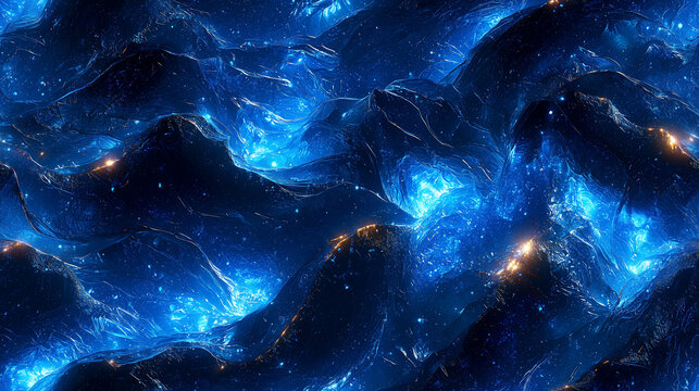 Deep blue seamless texture resembling swirling ocean waves at night