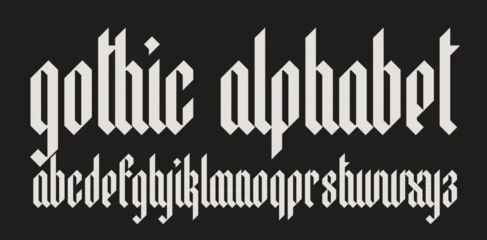 SImple Gothic font. A complete set of English letters in a strict, primitive vintage style. Medieval Latin letters. Vector calligraphy and lettering. © paseven
