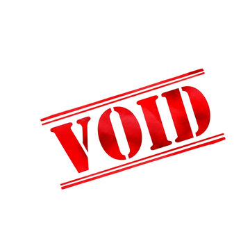 Red void stamp on white background