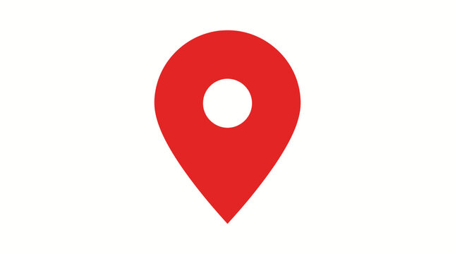 A red map pin icon on white.