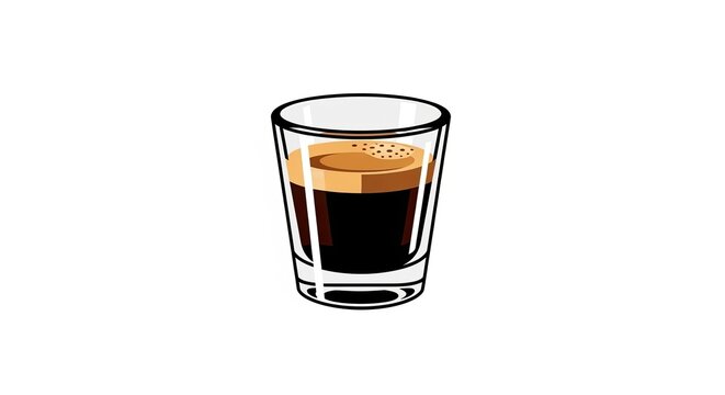 Small Glass of Espresso On White Background Ready to Sip.
