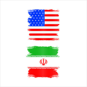 bendera amerika dan iran yang robek brush background transparan