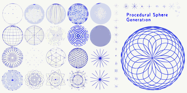 procedural sphere generation abstract geometric sphere visualizations