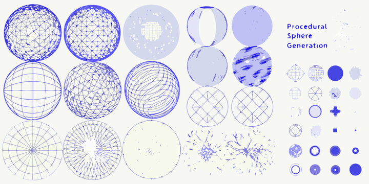 procedural sphere generation diagrams abstract geometric visualizations