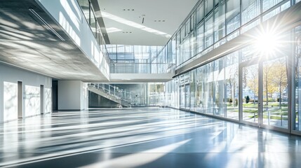Obraz premium A modern architectural space where natural daylight floods through large windows offering bright illumination