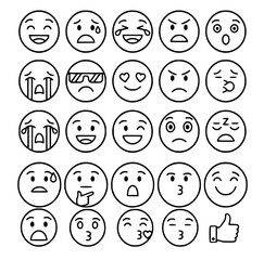 Fototapeta premium Expressive Emoticons and Character Mood Facial Icons 