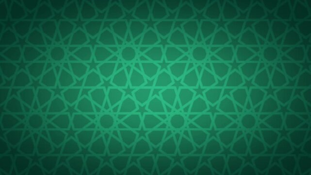 Green Islamic Geometric Pattern Motion Background with Traditional Arabic Star Motif Loop