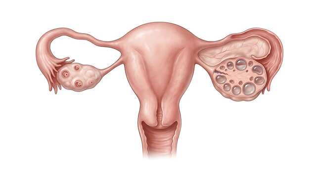 Polycystic Ovary Syndrome PCOS Pathology Illustration