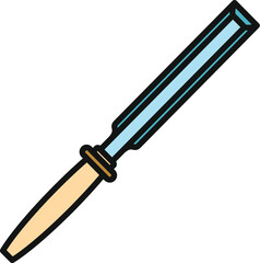 Fototapeta premium Chisel icon presenting a woodworking hand tool with a sharp blade