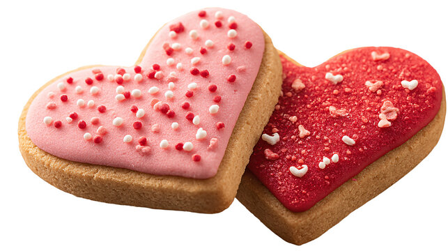 Heart-shaped cookies with pink and red icing for Valentine's Day celebration