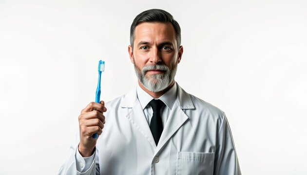Dentist Holding Toothbrush in Studio