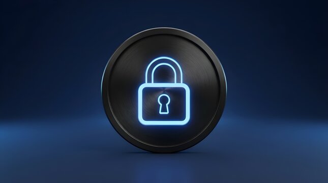 Minimalist 3D titanium metal shield icon. Enterprise cyber security, hardware data protection