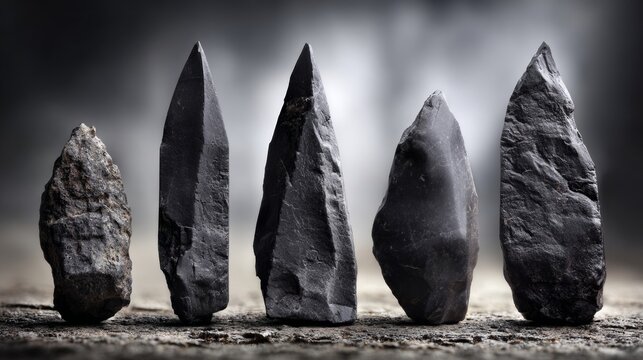 Ancient Stone Tools Displayed on a Textured Surface