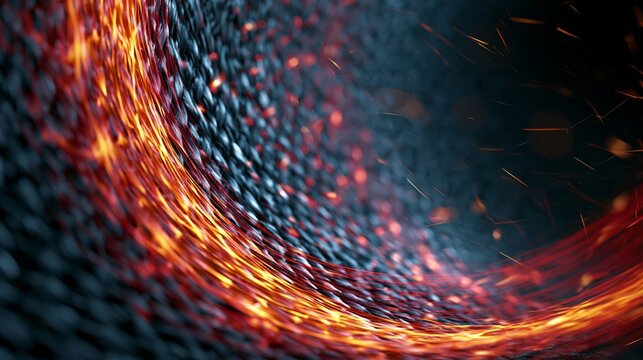 Close medium shot of carbon fiber precursor undergoing carbonization in a continuous furnace line emphasizing controlled temperature gradients and fiber structure changes.