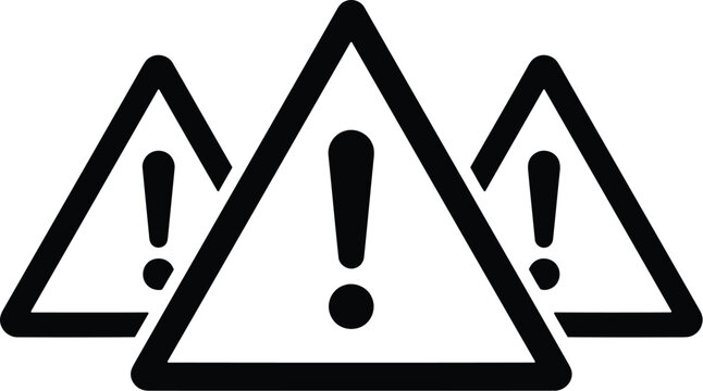 Warning signs with exclamation marks for alerts and notifications on websites