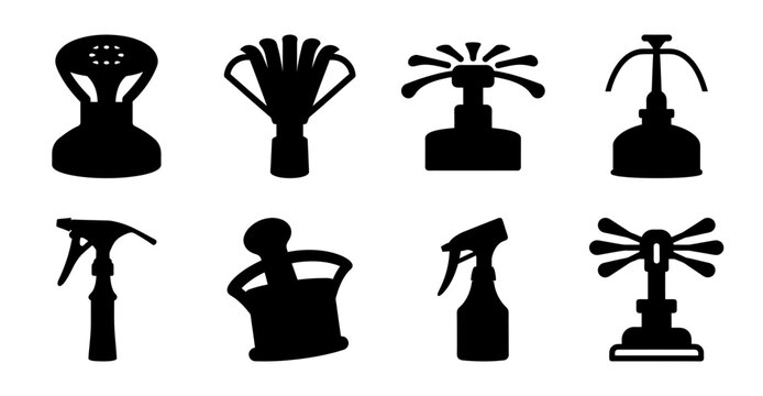 Black vintage tools and garden icons set - A collection of stylish black vintage tools and garden-themed icons including watering can, broom, scissors, and more in a clean vector format.