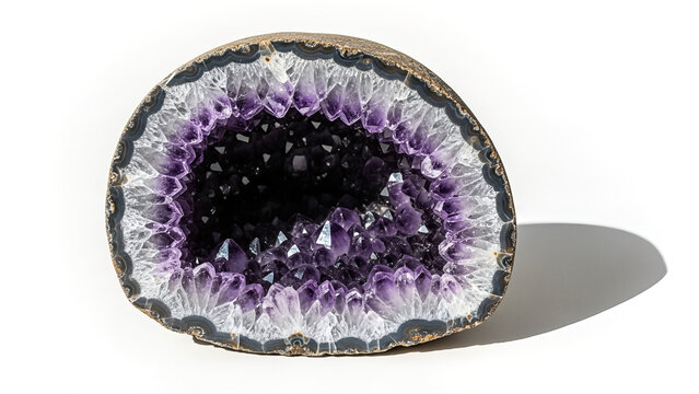 Stunning Amethyst Geode Crystal Formation with Deep Purple Hues.