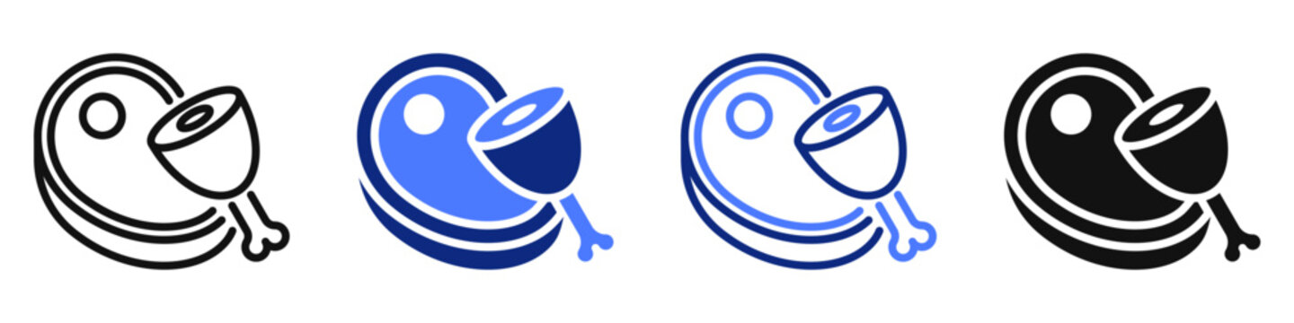 Vector icon or logo of meat on the bone related to food market and grocery store, cooking and nutrition. Symbol for website or app UI, logo design, illustration