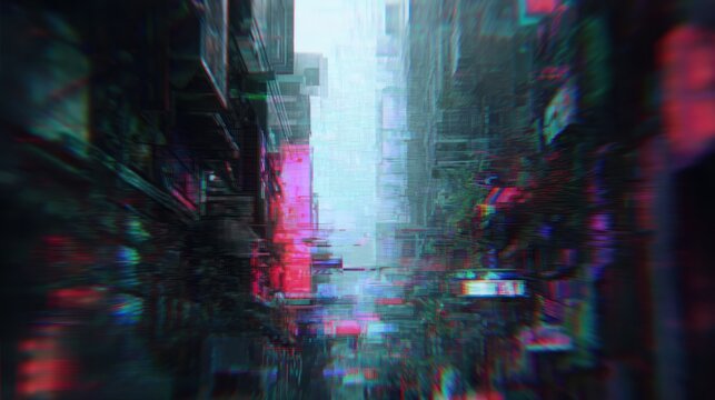 Abstract futuristic city digital art