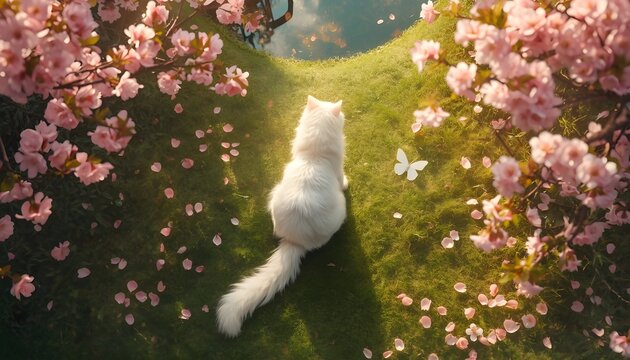 wallpaper cat sat spring in the park