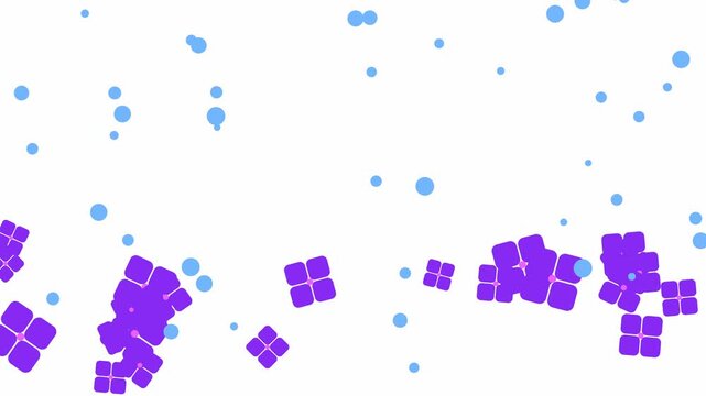Animation of purple hydrangeas in the rain against a white background