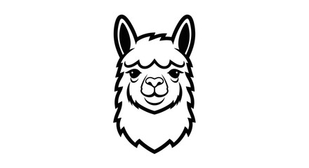 Fototapeta premium Stylized black and white llama head illustration on a clean white background