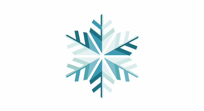 Geometric snowflake design with blue and teal angular segments