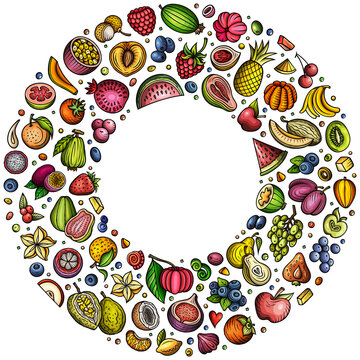 Colorful Fruits Round Frame