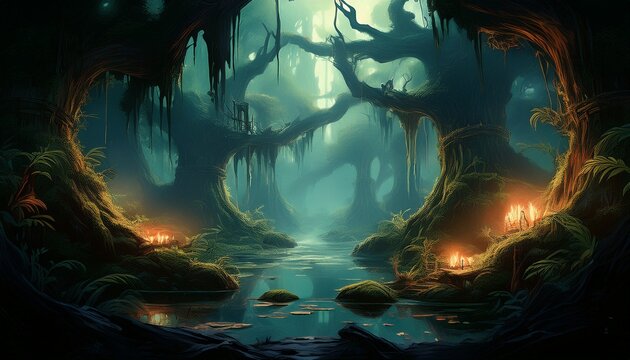 in the depths of the forbidden swamp whispers speak of a cursed treasure guarded by the vengeful spirits of the long dead generative ai