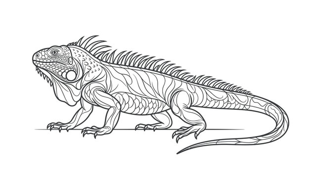 Decorative iguana profile illustration for creative coloring hobby.
