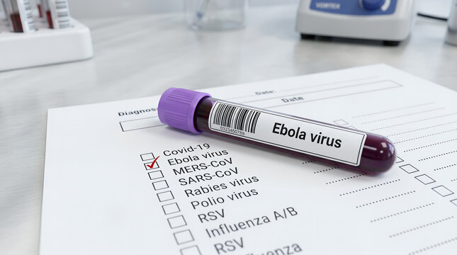 Ebola Virus Positive Blood Test Sample with Laboratory Medical Diagnostics Checklist Form