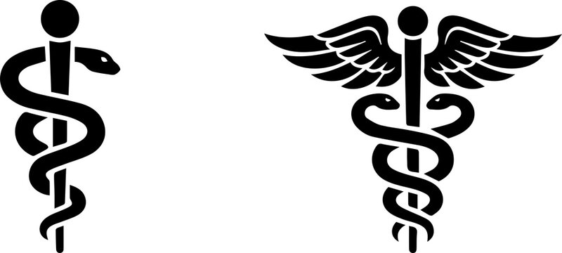 Medical Symbols: Rod of Asclepius and Caduceus Icon Set