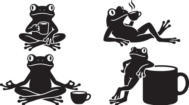 Frog With Coffee Bundle, Chill Frog Daily Mood Collection