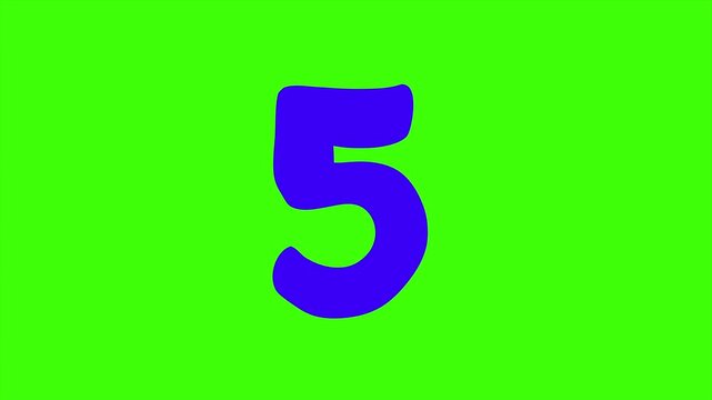A Bold Dark Blue Cartoon Number Five Isolated 4k stock animation video on a green screen background for chroma key background for video editing.