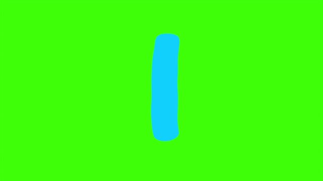 A Vibrant Cyan Cartoon Letter I Isolated 4k stock animation video on a green screen background for chroma key background for video editing.