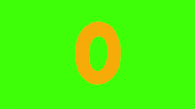 A Playful Orange Cartoon Letter O Isolated 4k stock animation video on a green screen background for chroma key background for video editing.