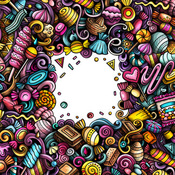Candies cartoon doodle border illustration