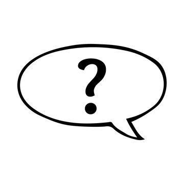 Black and White Question Mark Inside a Speech Bubble vector Graphic Element